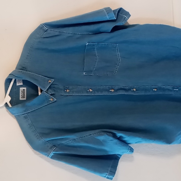 Basics Edition Men's Blue Denim Button Up 100% Cotton Shirt Sz XL - Picture 2 of 11